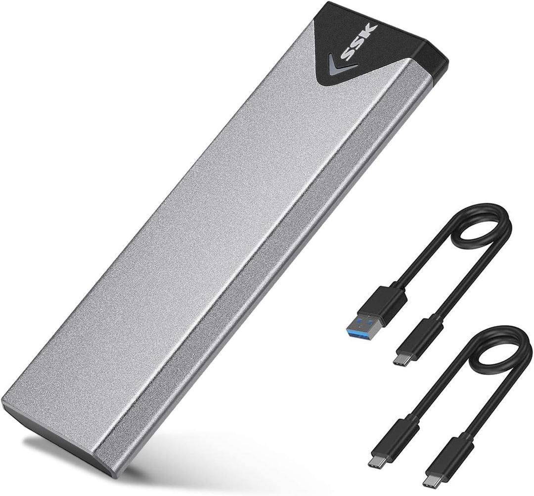 SSK Aluminium M.2 NVME SATA SSD Gehäuseadapter, USB 3.2 Gen 2 (10 Gbit/s) auf PCI-E NGFF M-Key/(B+M)