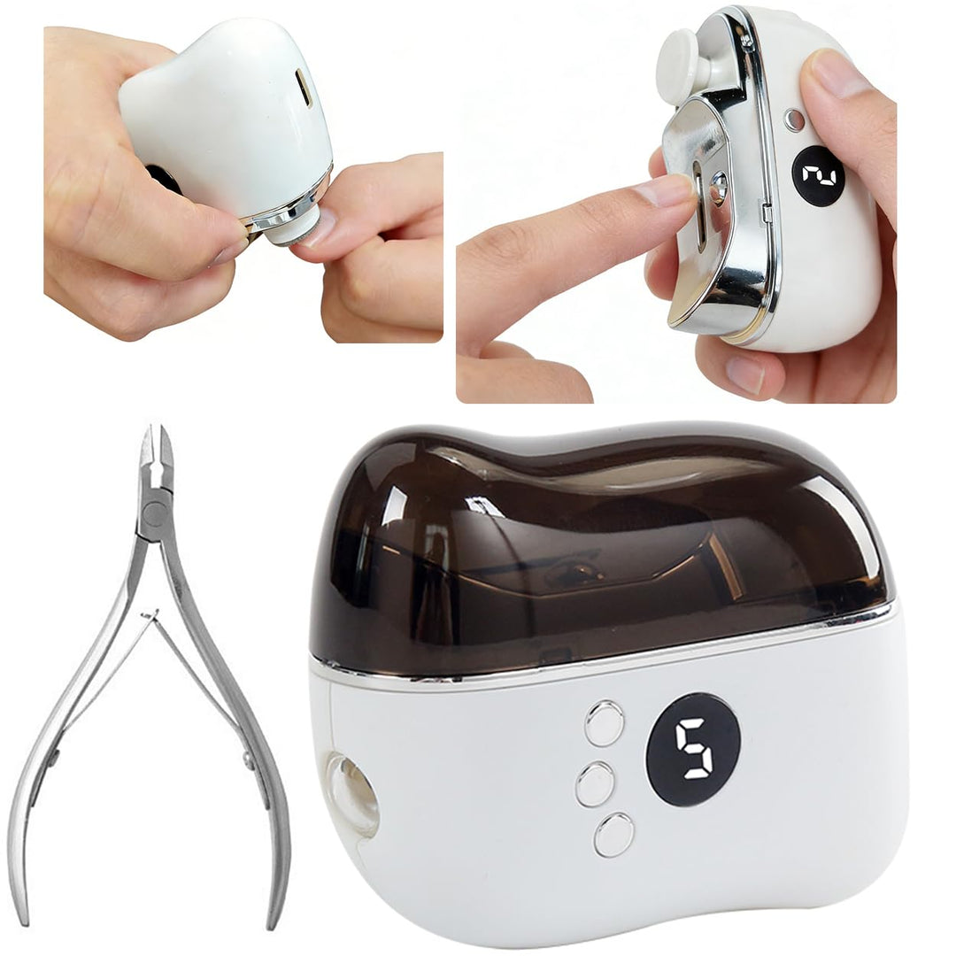 Elektrischer Nagelschleifer +Adlerknipser Set - 3-in-1 mit integriertem Purpurlicht, 3 Geschw, leise