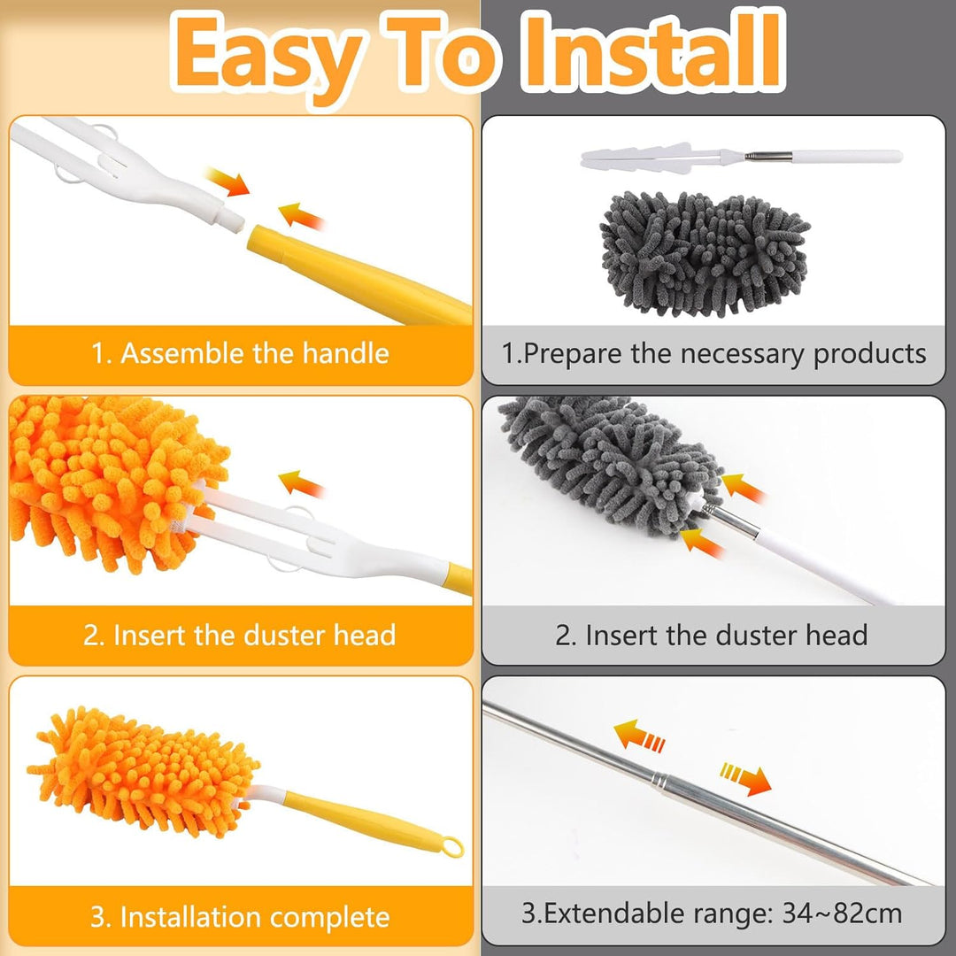 14 Stück Staubwedel Teleskop Waschbar für Swiffer Duster Staubmagnet Nachfüllpack, 360° Wiederverwen