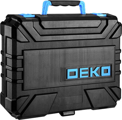 DEKO 126 Stück Elektrowerkzeug Combo Kits mit 8V Akku Bohrer, 10MM 3/8'' Keyless Chuck, Professionel