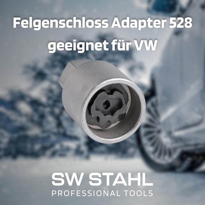 SW-Stahl 02383L-8 Felgenschloss Adapter 528 I geeignet für VW I Felgenschlösser lösen I Radsicherung