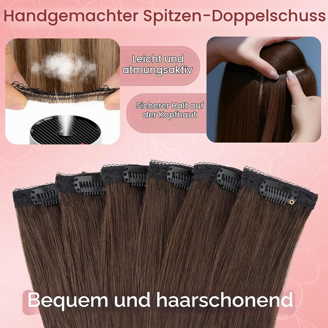 S-noilite Clip in Extensions Echthaar 6 Stück Balayage Haarverlängerung Echthaar Highlights für Frau