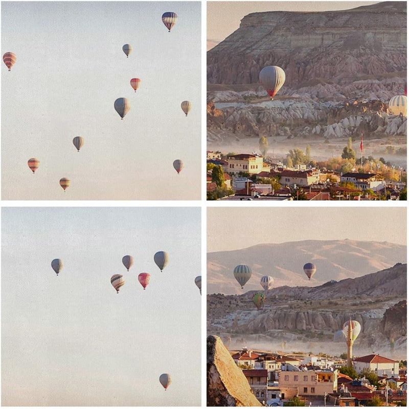 Bilder auf Leinwand 100x70cm Leinwandbild mit Rahmen Berge Ballon Flug Gross Wanddeko Bild Schlafzim