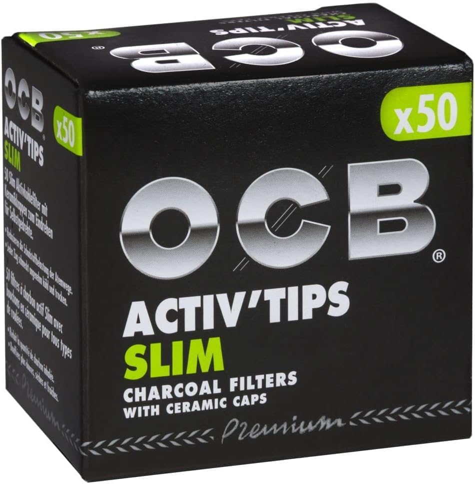 OCB Activ'Tips Slim Aktivkohlefilter mit Keramikkappen 1er pack 500 filtertips