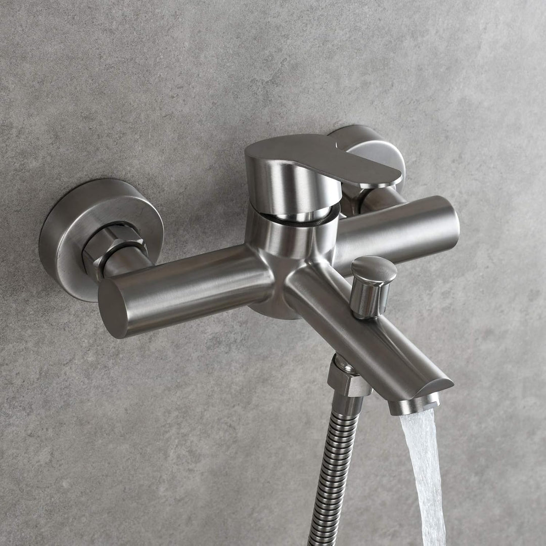 Tecmolog Einhebel Wannenmischer Brausearmaturen Aufputz Edelstahl Badewanne Wasserhahn Mischbatterie