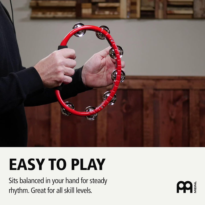 Meinl Percussion TMT1R Tambourine (ABS-Plastik) mit Stahlschellen (2-reihig) - Handmodell, rot