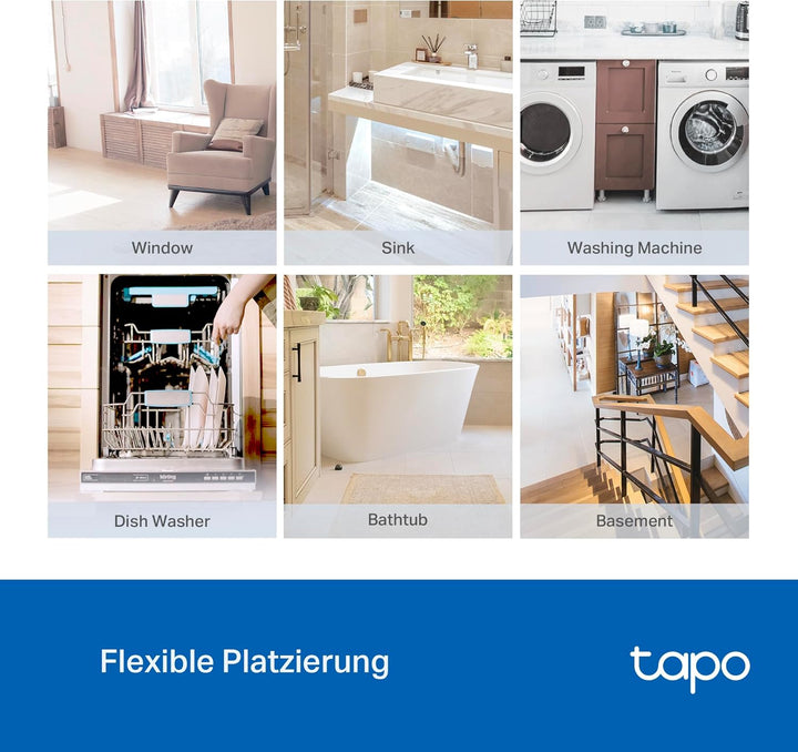 Tapo TP-Link T300 Smarter Wasserleck-Sensor, Hub erforderlich, eingebaute 90Db einstellbare Sirene,