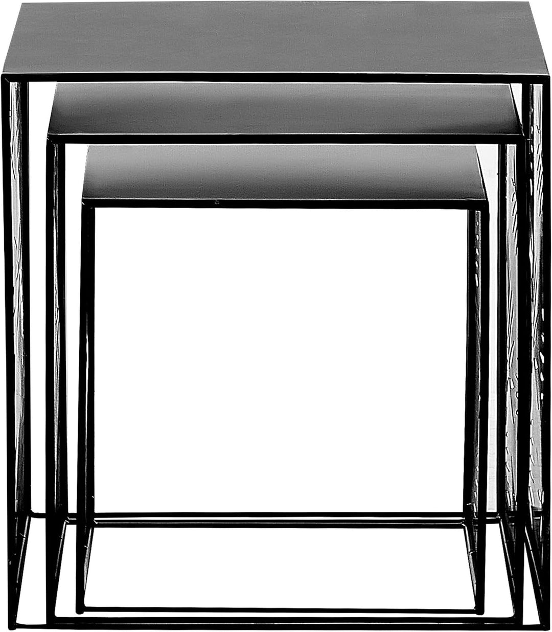 Stapelbares Couchtisch 3er Set Eisen schwarz Würfel-From mit Blättermuster Waldo