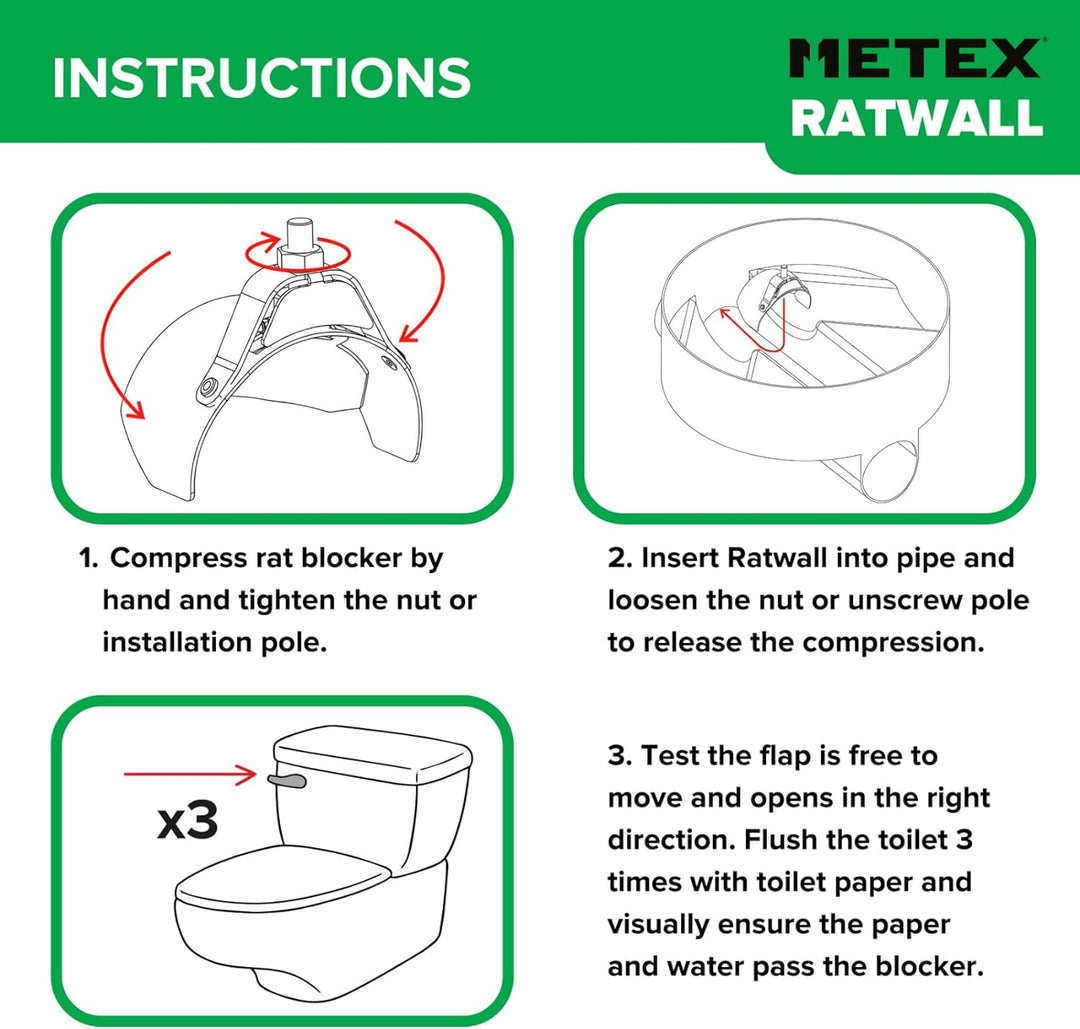 Ratwall Ratten-Blocker Edelstahl Rattenfalle mit Klappe für Abflusslöcher, 150 mm 150mm/6", 150mm/6"