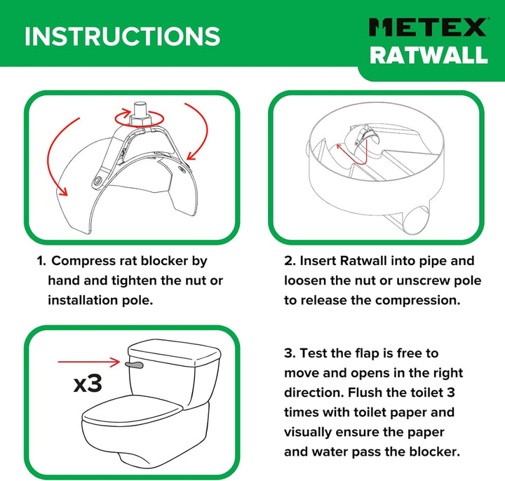 Ratwall Ratten-Blocker Edelstahl Rattenfalle mit Klappe für Abflusslöcher, 150 mm 150mm/6", 150mm/6"