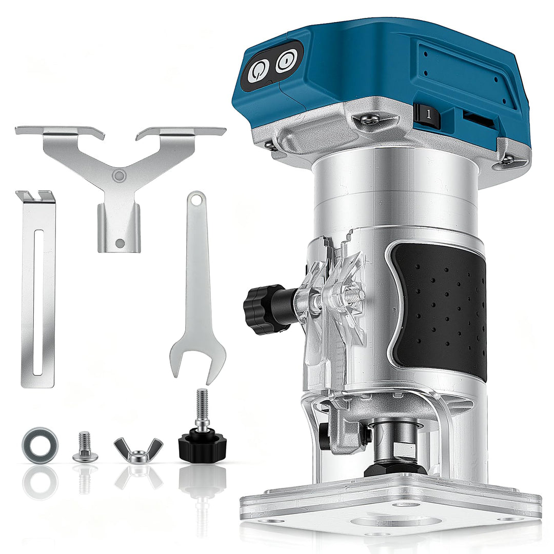 Akku Oberfräse Kompatibel mit Makita 18V Akku, 800W Bürstenloser Trimmer Einhandfräse Kantenfräser,