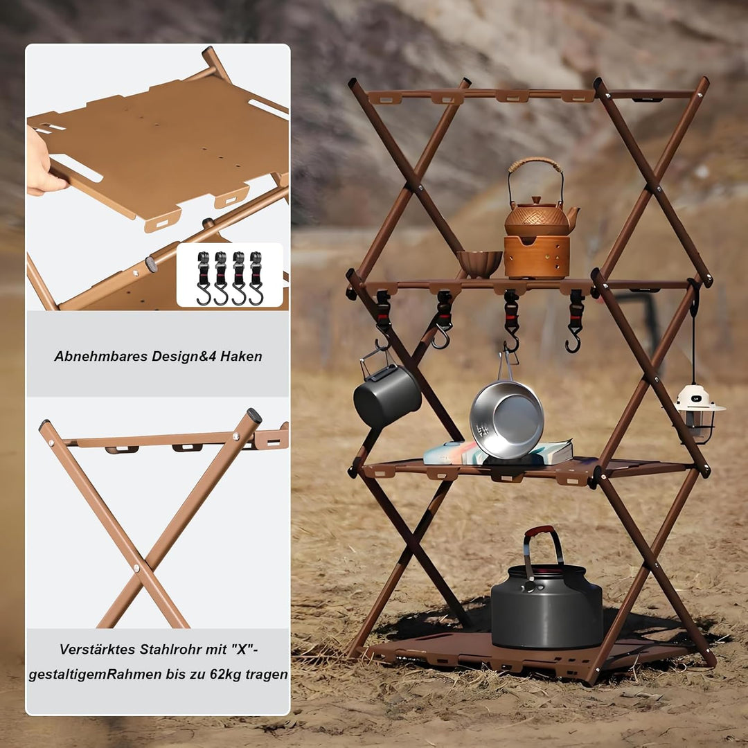 Klapptisch Campingtisch Camping Schrank Klappbar 2-in-1 Kohlenstoffstahl 95x 45x 32cm, Beine für Par