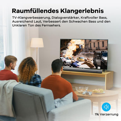 Heymell Soundbar 2.1 150W Soundbar für TV Geräte, 6X Lautsprecher TV Soundbar Dialog-Verbesserer, kl