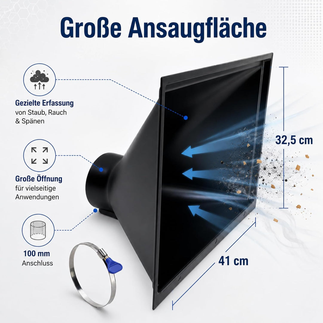 PROVISO TOOLS Absauganlage, Absaugung Werkstatt, Absaugung, Trichter gross, Absaugtrichter, Trichter