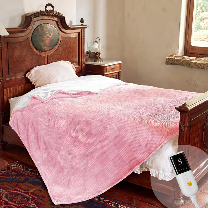 Texciting Heizdecke 150X200cm,Wärmedecke mit Abschaltautomatik,Rosa | Wärmedecke Elektrisch Maschine