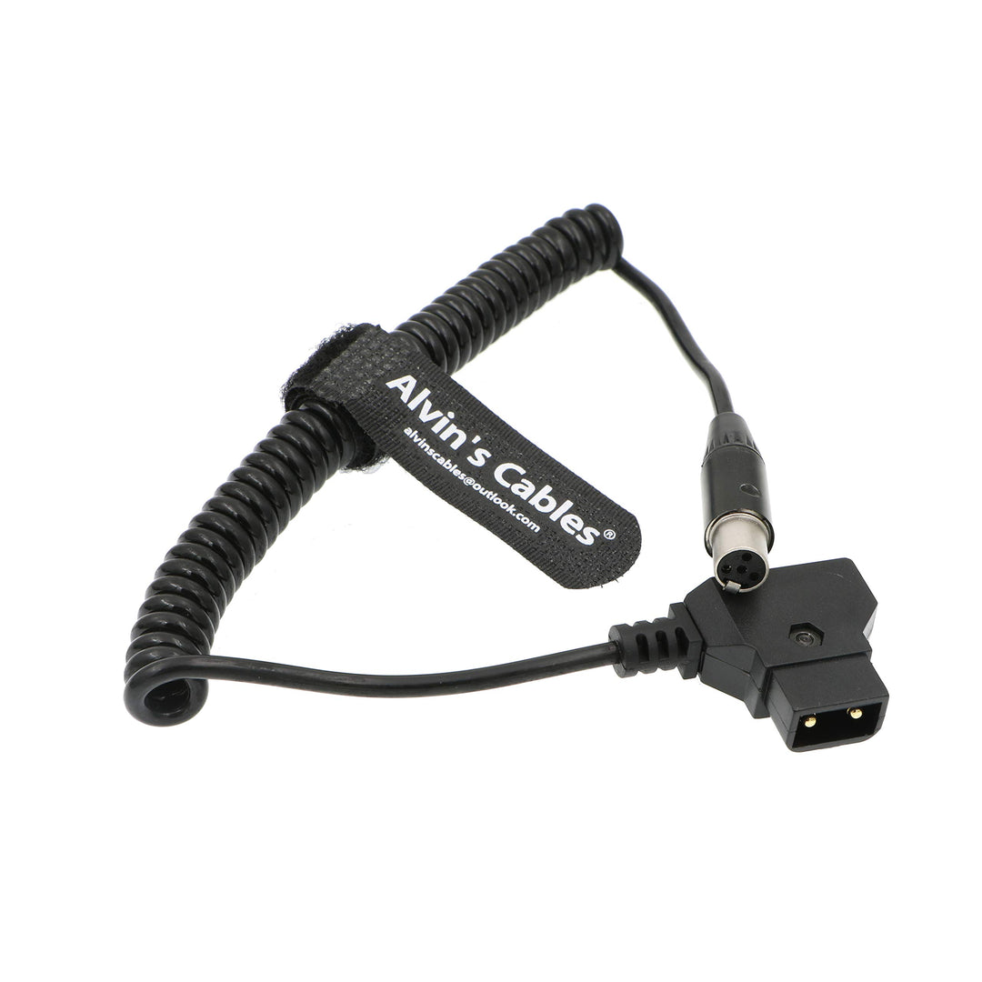 Alvin's Cables Mini XLR 4 Pin Buchse auf D-Tap Coiled Stromkabel für ARRI RED Kameras 12V TVlogic Mo
