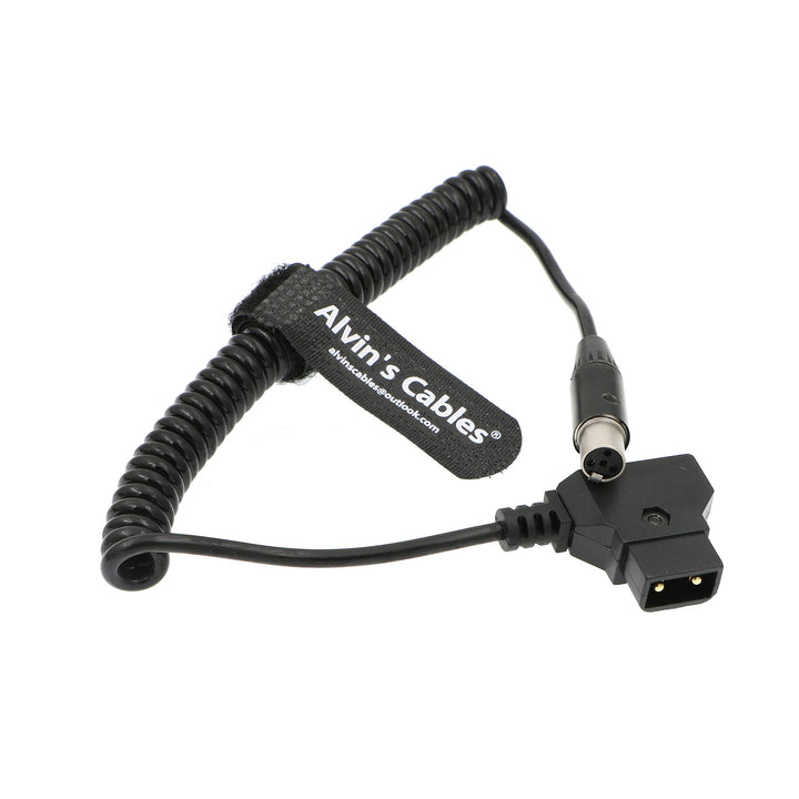Alvin's Cables Mini XLR 4 Pin Buchse auf D-Tap Coiled Stromkabel für ARRI RED Kameras 12V TVlogic Mo
