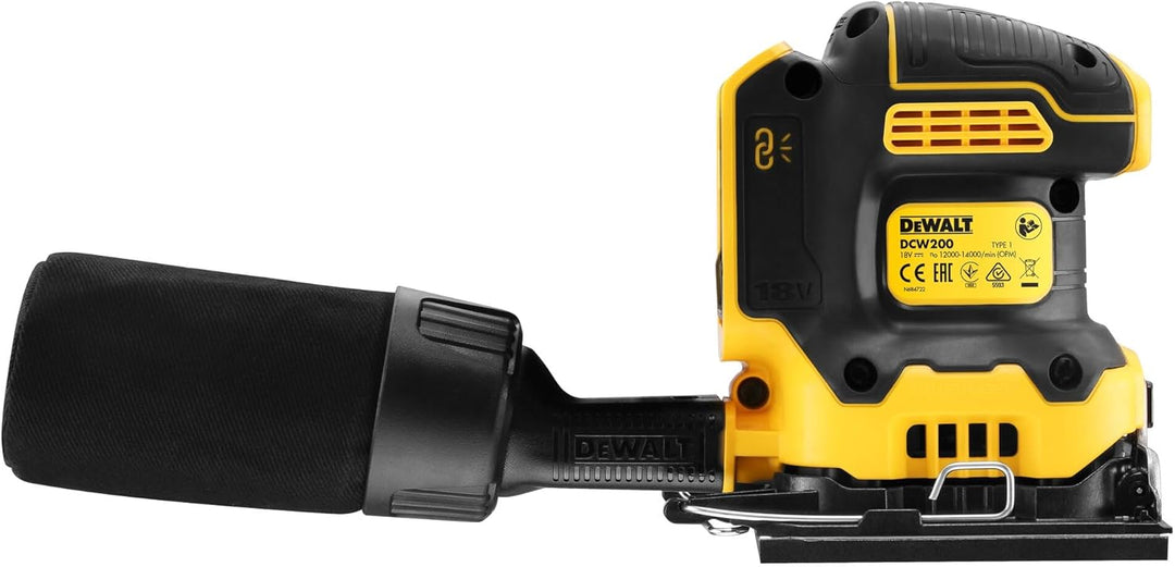 DEWALT DCW200N-XJ 18V XR Brushless 1/4 Blatt Handschleifer (blanke Einheit) Top, Top