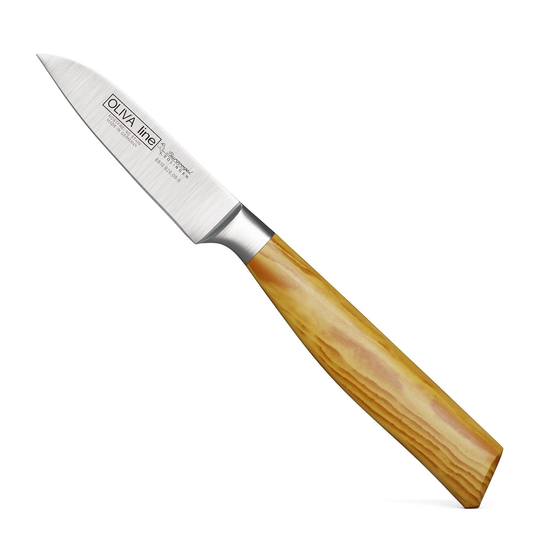 Burgvogel Solingen Gemüsemesser 9 cm geschmiedet Olivenholz, Oliva Line, rostfrei, deutsches Küchenm