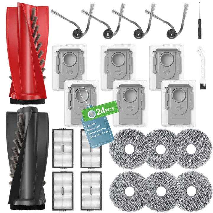 24 Stück Zubehör für Roborock Saros 10R/Qrevo CurvX/Qrevo Curv 2 ProX/Curv 2 Pro Saugroboter,2 Haupt