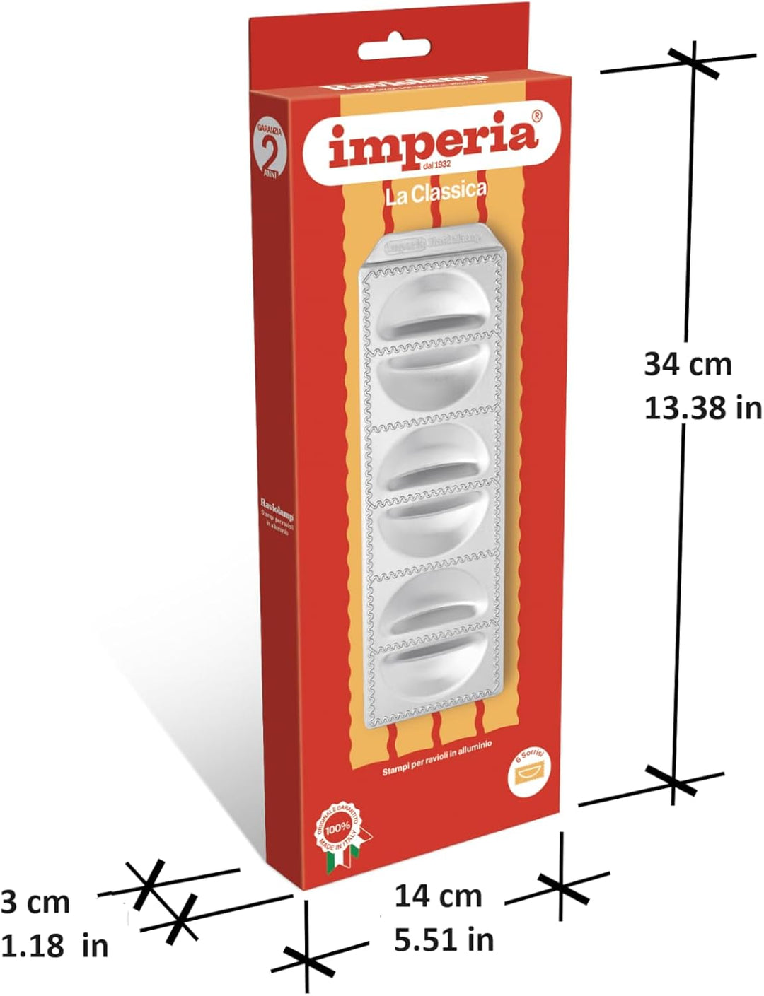 Imperia Raviolamp Classica Linie. Ravioliformen. 100% Made in Italy. Zubehör für Nudelmaschinen. Alu
