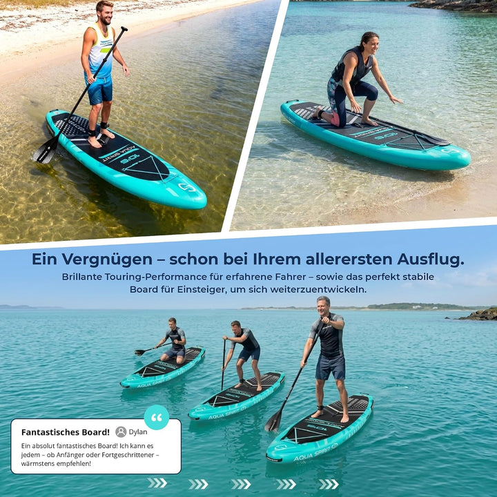 Aqua Spirit Sup Board mit Sitz | Kajak Aufblasbar Barracuda Stand Up Paddling Board 320x81x15cm Für