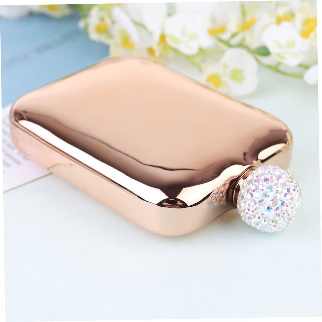 MAGICLULU Roségold Mini Weintopf Aus Edelstahl Kompakte Weinflasche Mit Strass-design Tragbare Klein