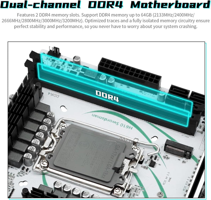 SHANGZHAOYUAN H610 Mainboard LGA 1700 Motherboard (μATX, 2*DDR4, SATA 3.0, USB 3.1, NVME M.2, WiFi M