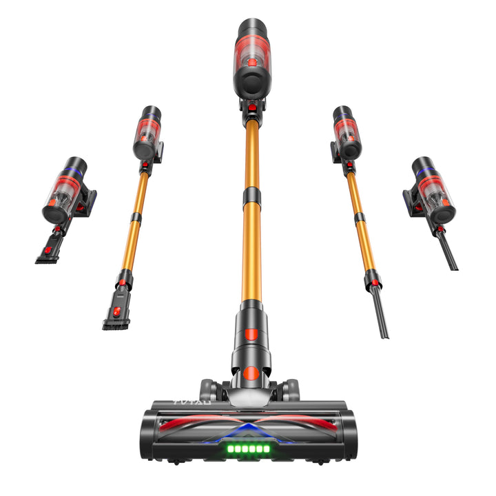 Akku Staubsauger Kabellos 600W 50KPA 70Min,1,8L Staubsauger Kabellos mit Display, Selbststehend mit