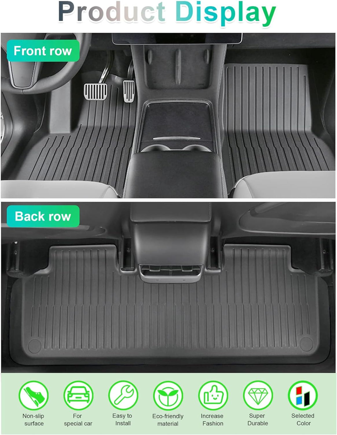 GAFAT Tesla Model Y 2024 2023-2021 Fussmatten, Tesla OEM-Original Model Y Fussmatten Gummimatten, TP