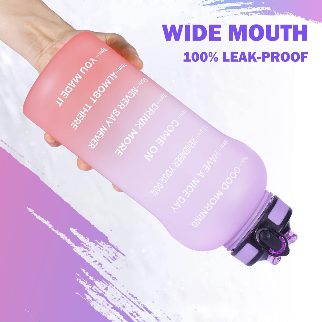 2 Liter Trinkflasche Sport mit Strohhalme, 2000ml Gross Sportflasche BPA Frei, Auto Wasserbehälter A