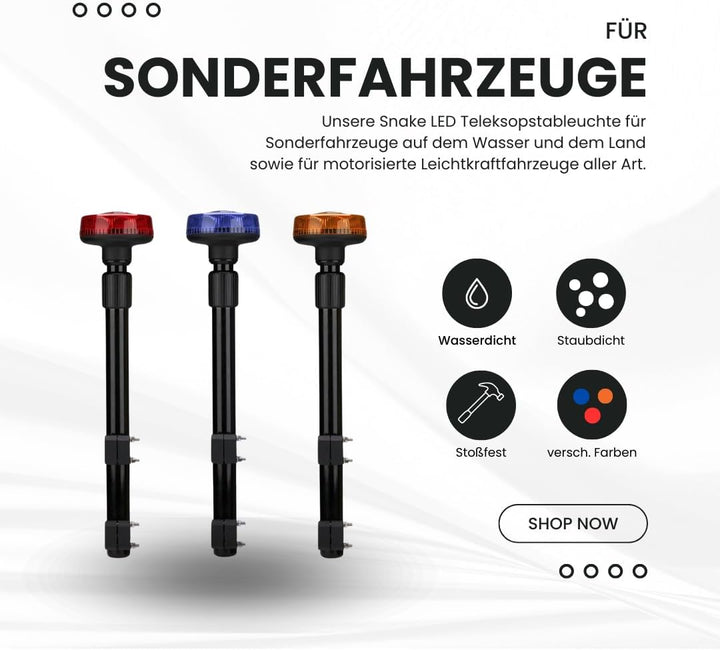 Raptors LED Technik Snake Stableuchte - Motorrad Krad (Rot), Rot