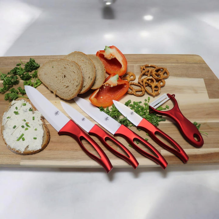 Keramikmesser Set 5-teilig - Hochwertiges Küchenmesser-Set mit 4 Präzisions-Keramikmessern & Schäler