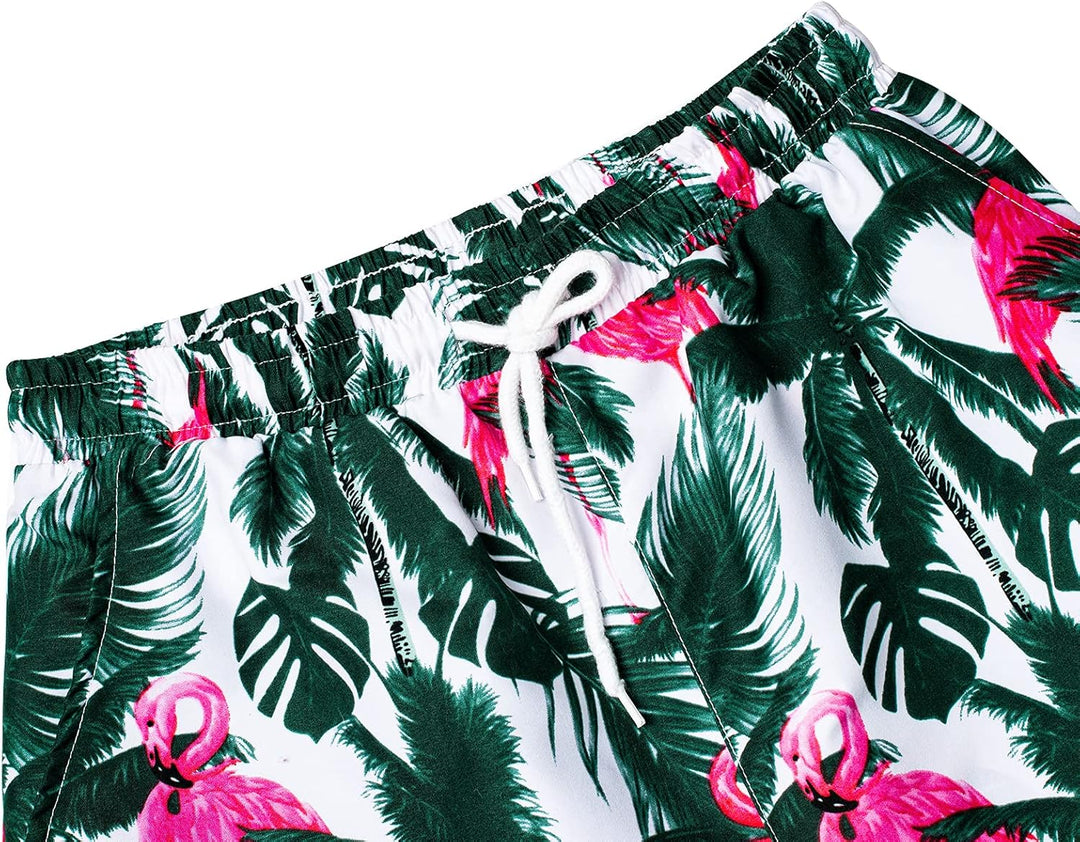 J.VER Herren Hawaiihemd Kurzarm Party Hemd Casual Flamingo Floral Strandhemd Bügelfrei Button Down K
