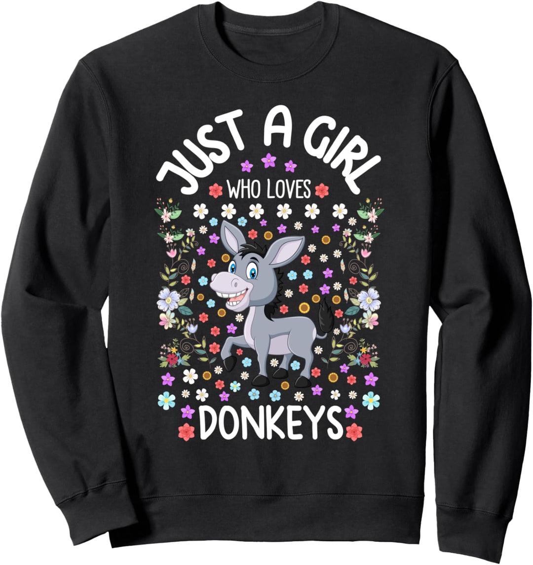 Just a Girl Who Loves Donkeys Cute Floral Gift Sweatshirt