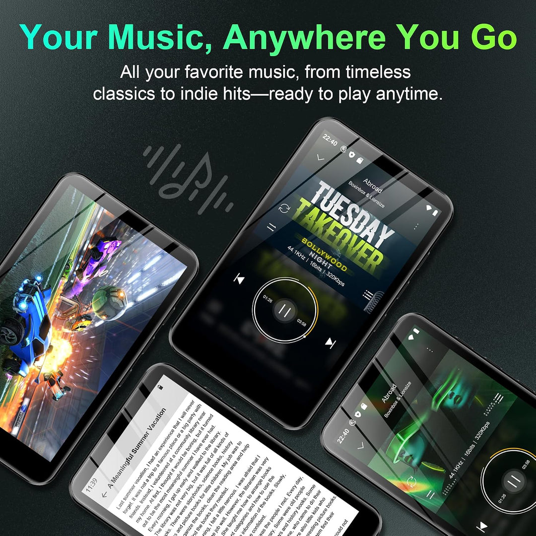 SWOFY D08 MP3 Player mit Bluetooth und WLAN, Android 13, 32GB, 4 Zoll Touchscreen, unterstützt Spoti