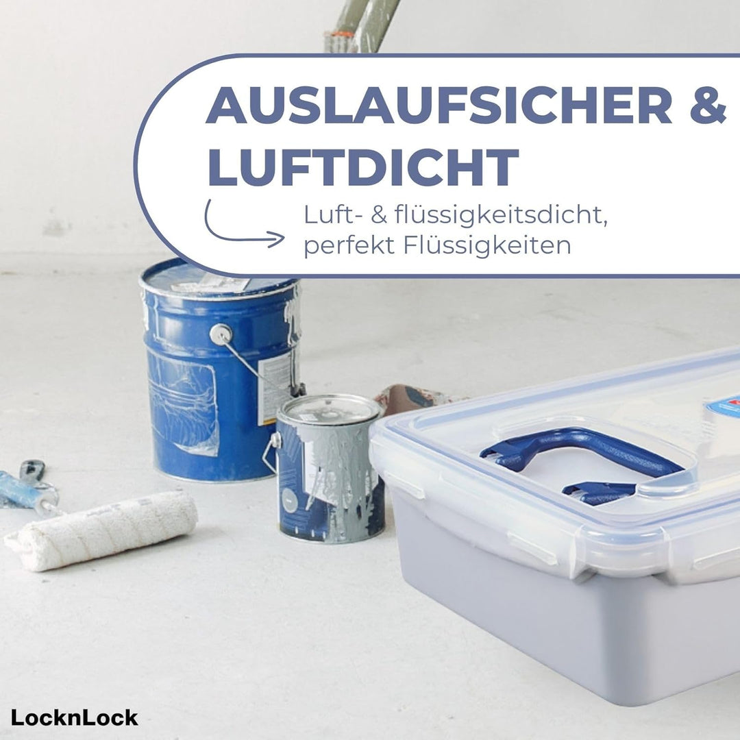 LocknLock PP CLASSIC Aufbewahrungsbox mit Deckel und Griffen | 10 L, 456 x 300 x 110 mm | 100 % Luft