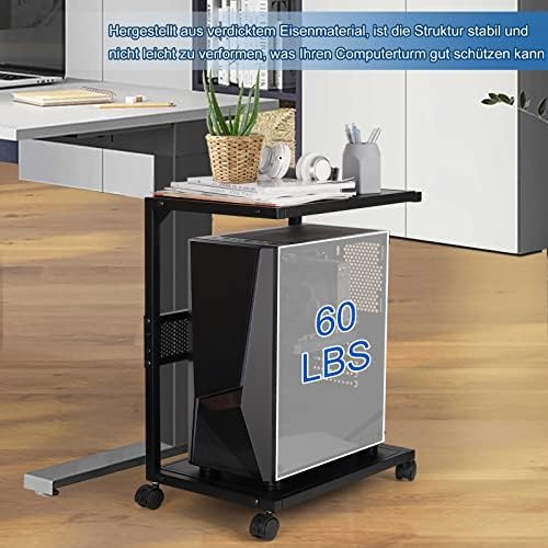 Whchiy PC Ständer Eisen Computer Ständer 2 Schicht CPU Ständer mit Rollen für Schreibtisch (C-Stil K