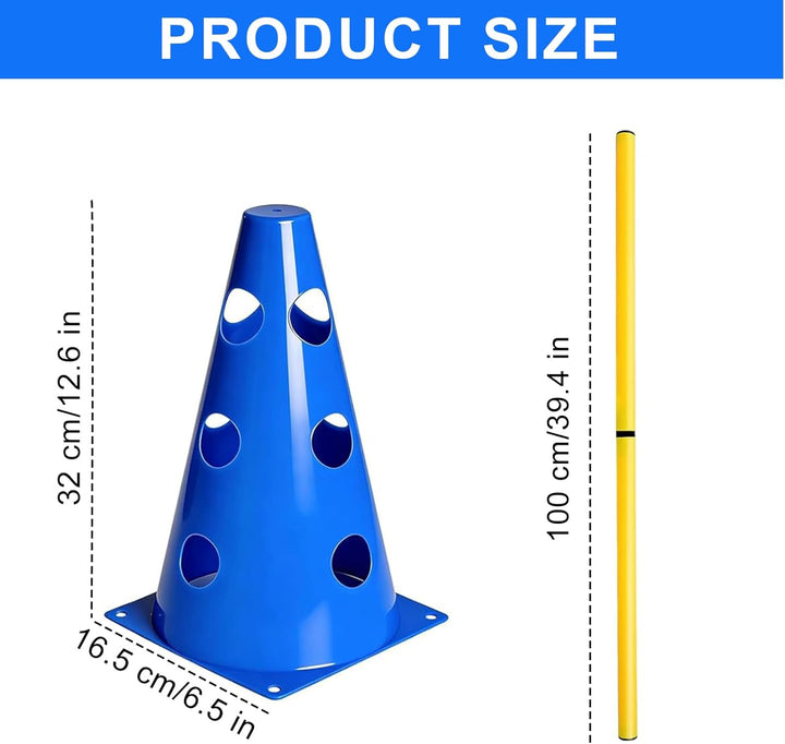 Agility Set Hunde, Sports Hunde Steckhürdenset Agility Hürden Hindernisse für Kinder Hunde, 10 Kegel