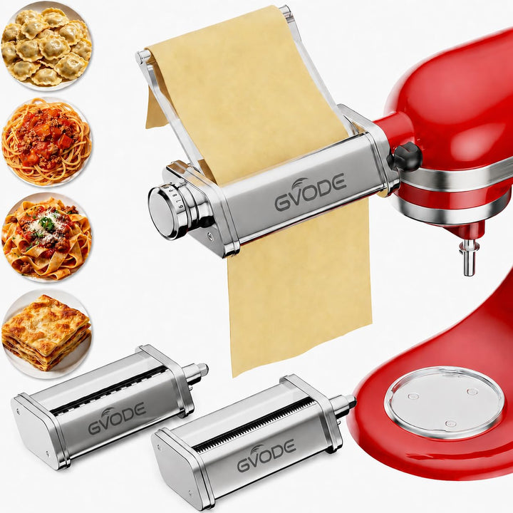 GVODE Nudelaufsatz für KitchenAid Küchenmaschinen, 3-in-1 Pasta-Set für KitchenAid Artisan mit Edels