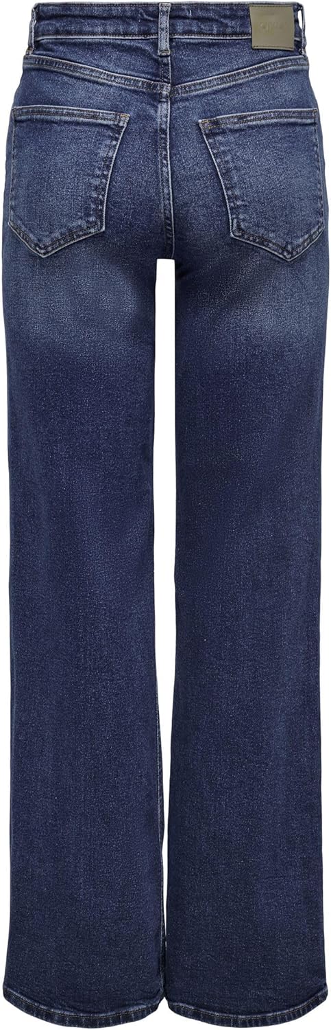 ONLY Female Weit geschnitten ONLJuicy Wide High Waist Jeans 26W / 34L Dark Blue Denim, 26W / 34L Dar