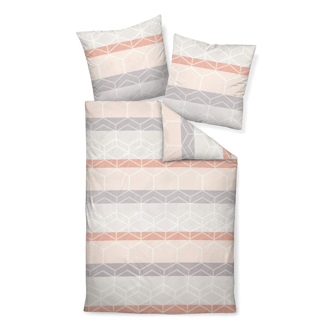 Janine Mako Satin Bettwäsche Moments 155x220 cm + 80x80 cm puderrouge-Silber 155 cm x 220 cm, 155 cm