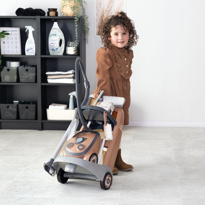 Smoby - Rowenta Reinigungstrolley - Putzwagen + Reinigungsset mit 8 Zubehörteilen - Rollwagen, Besen