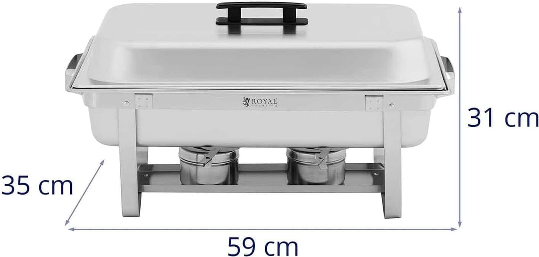 Royal Catering RCCD_RT20_2X9L Chafing Dish Set 2-teilig 2 x 8 L inkl. GN Behälter Warmhaltebehälter