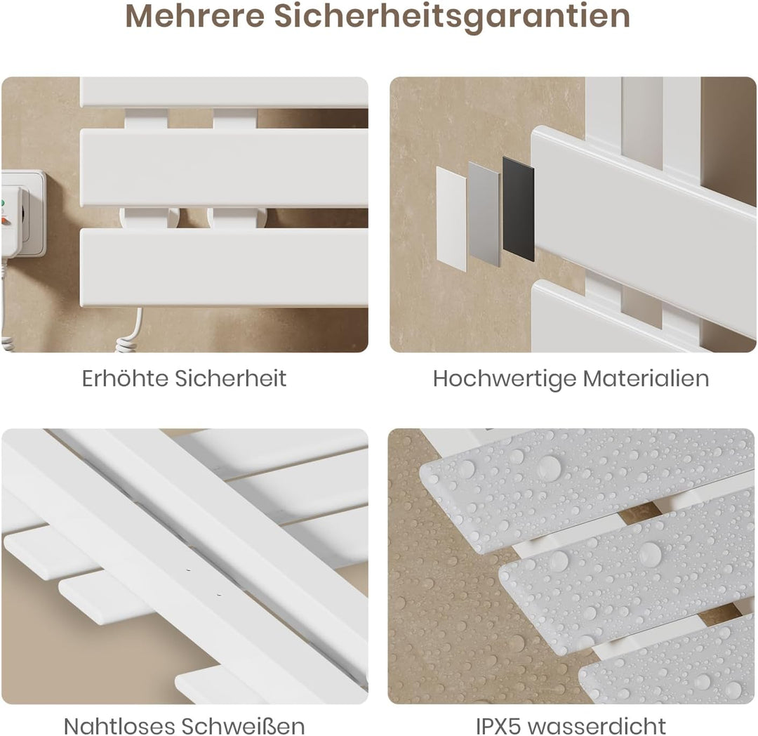 EMKE Elektrischer Badheizkörper Handtuchhalter 1000 x 500 mm, Handtuchheizkörper Elektrisch Energie