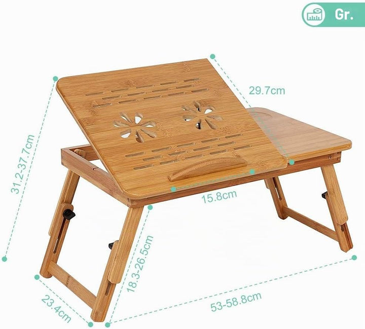 Ejoyous Laptoptisch, Bambus Höhenverstellbar Faltbar Laptopständer Notebooktisch Betttisch Pflegetis