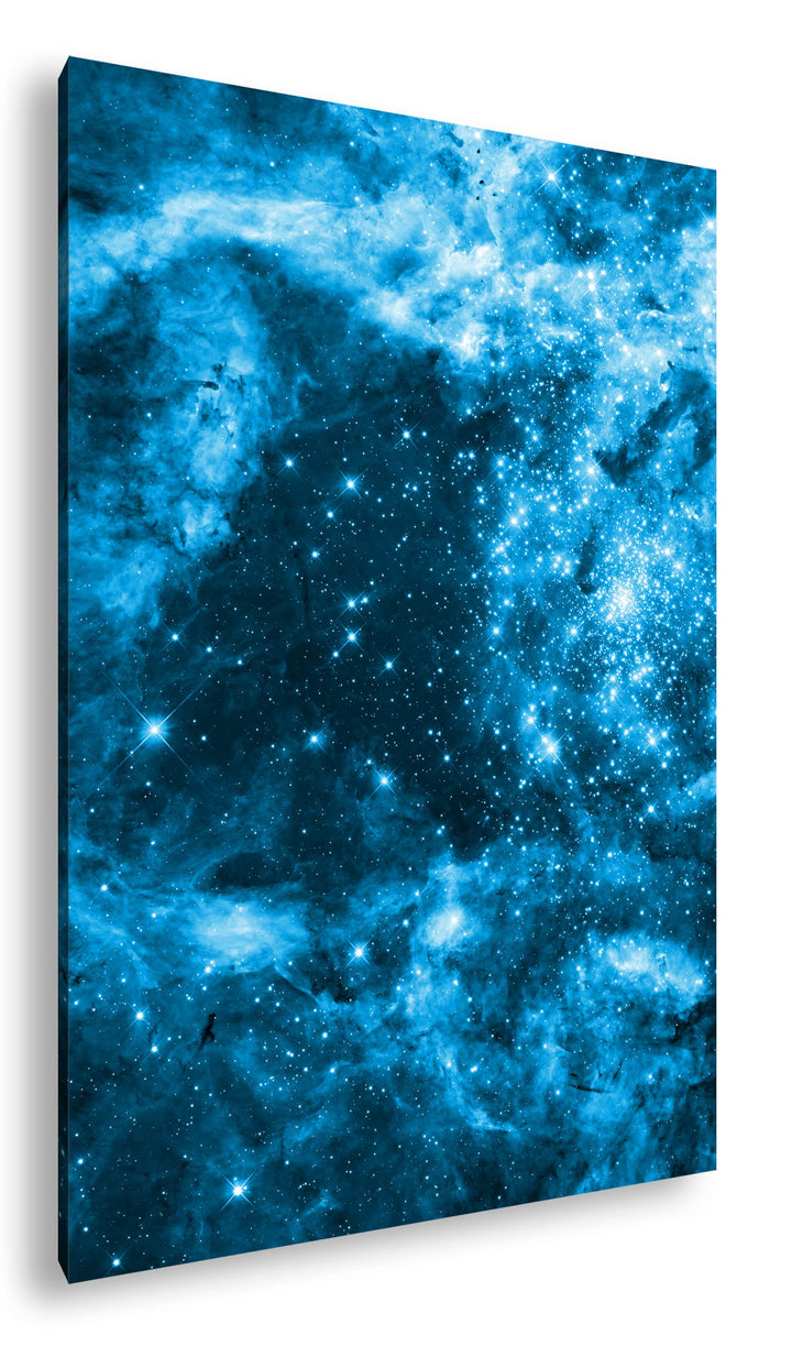 deyoli auffallend bunte Galaxie Format 100x70 Effekt: Monocrome Blau als Leinwandbild, Motiv fertig