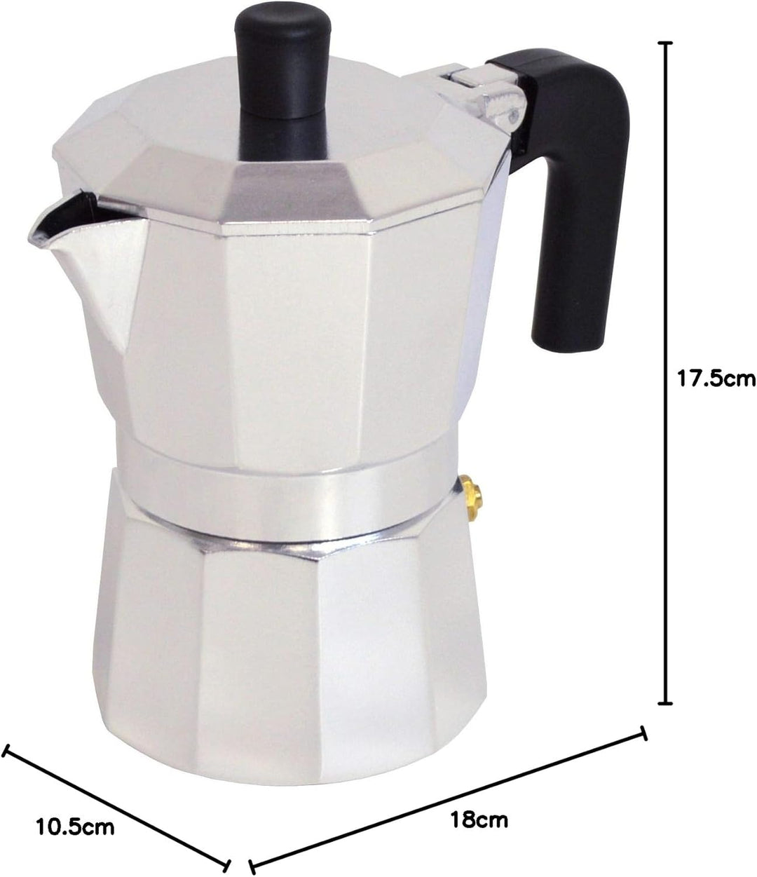 Pintinox Espressokocher, für 6 Tassen, Modell Capri, aus Aluminium, auslaufsichere Griffe und Formen