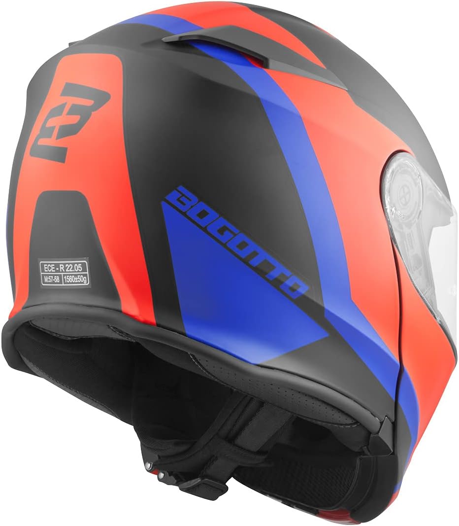 Bogotto V271 BT Zabu Bluetooth Klapphelm S Schwarz/Rot/Blau, S Schwarz/Rot/Blau