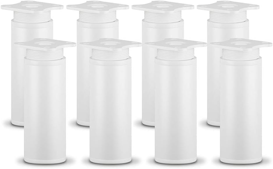 sossai® Design-Möbelfüsse MFR1 | höhenverstellbar | 8er Set | Rund-Profil - Ø 40 mm | Farbe: Weiss |